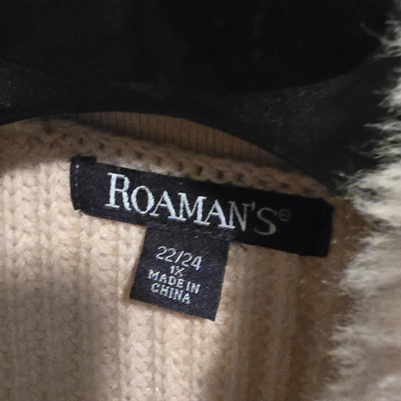 Roaman's Pink Faux Fur Rib Knit Cardigan Jacket Women's 22-24 1X - Picture 9 of 14